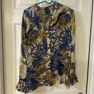 Duè Per Duè silk blouse ruffled cuffs - sheer size 16
